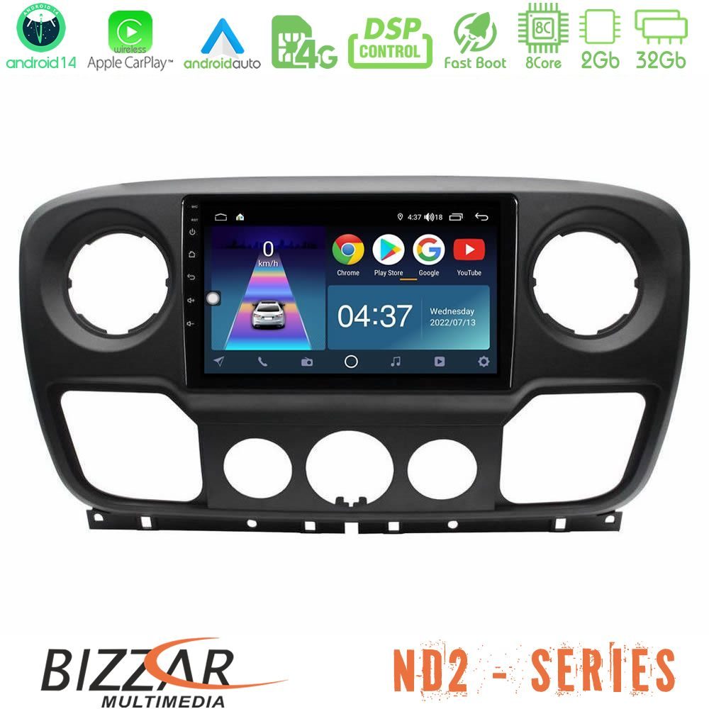 Bizzar ND2 Series 8Core Android14 2+32GB Renault/Nissan/Opel Navigation Multimedia Tablet 10" Με Carplay & Android Auto