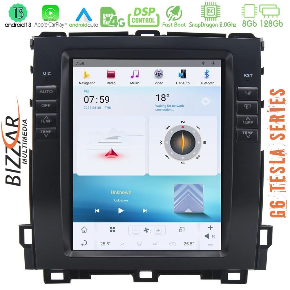 Bizzar Toyota Land Cruiser J120 2002-2009 8Core Android13 8+128GB Tesla Multimedia Station 10