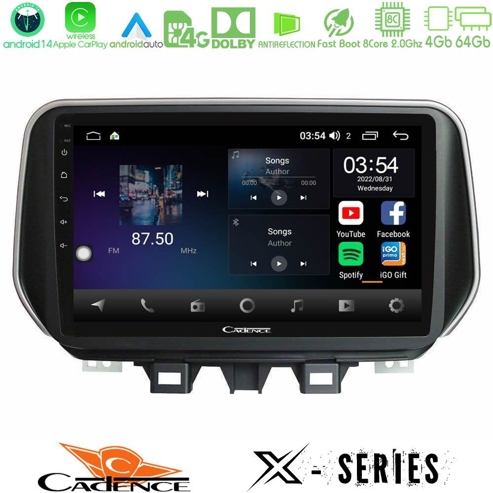 Cadence X Series Hyundai ix35 8core Android 14 4+64GB Navigation Multimedia Tablet 10"