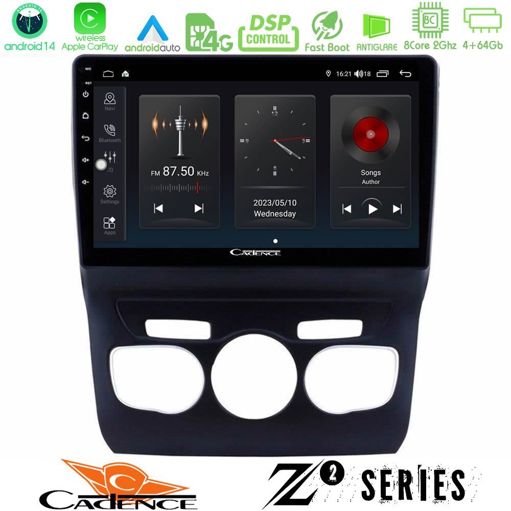 Cadence Z2 Series 8Core Android14 4+64GB  Citroen C4L Navigation Multimedia Tablet 10" Με Carplay & Android Auto