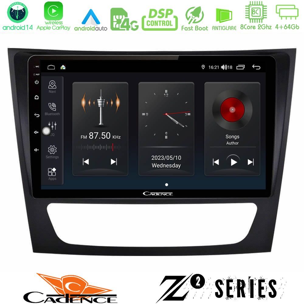 Cadence Z2 Series 8Core Android14 4+64GB  Mercedes E Class / CLS Class Navigation Multimedia Tablet 9" Με Carplay & Android Auto
