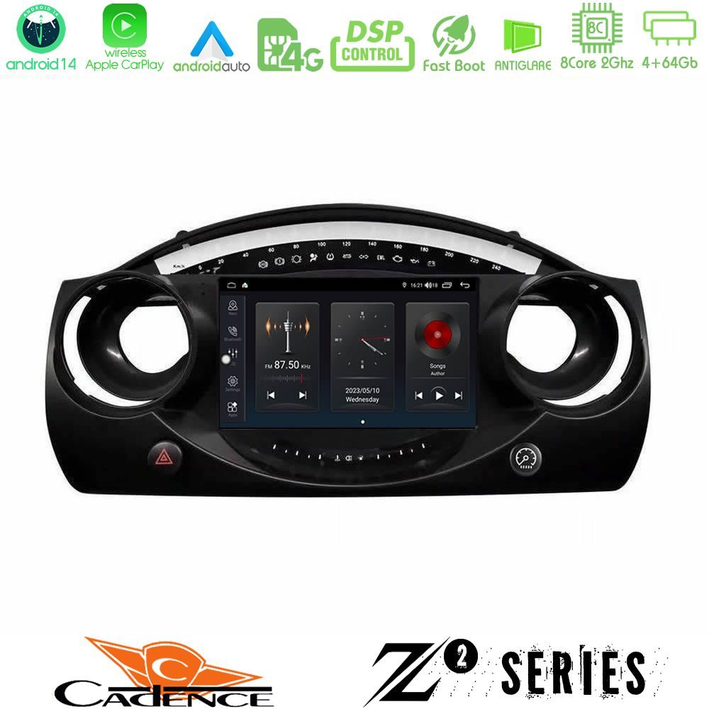 Cadence Z2 Series 8Core Android14 4+64GB  Mini Cooper R50 Navigation Multimedia Tablet 9" Με Carplay & Android Auto