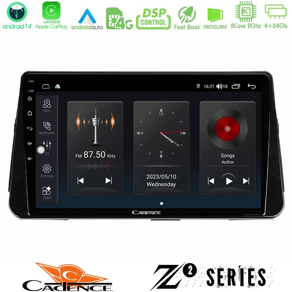 Cadence Z2 Series 8Core Android14 4+64GB  Nissan Micra K14 Navigation Multimedia Tablet 10" Με Carplay & Android Auto