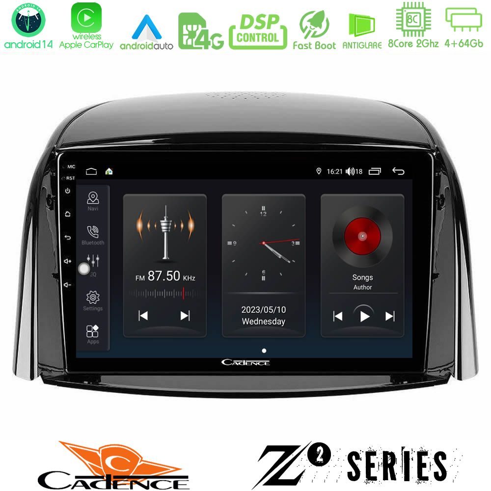 Cadence Z2 Series 8Core Android14 4+64GB  Renault Koleos 2007-2015 Navigation Multimedia Tablet 9" Με Carplay & Android Auto