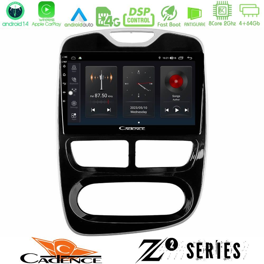 Cadence Z2 Series 8Core Android14 4+64GB  Renault Clio 2012-2016 Navigation Multimedia Tablet 10" Με Carplay & Android Auto