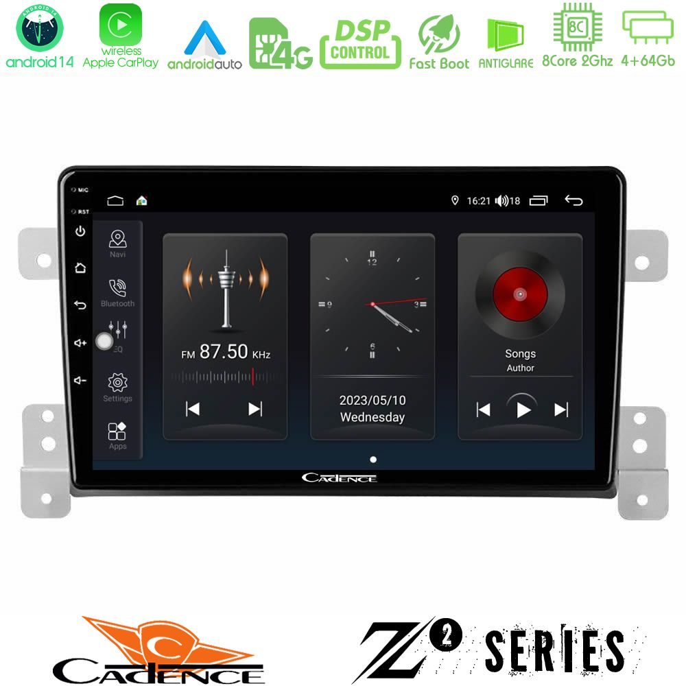 Cadence Z2 Series 8Core Android14 4+64GB  Suzuki Grand Vitara Navigation Multimedia Tablet 9" Με Carplay & Android Auto