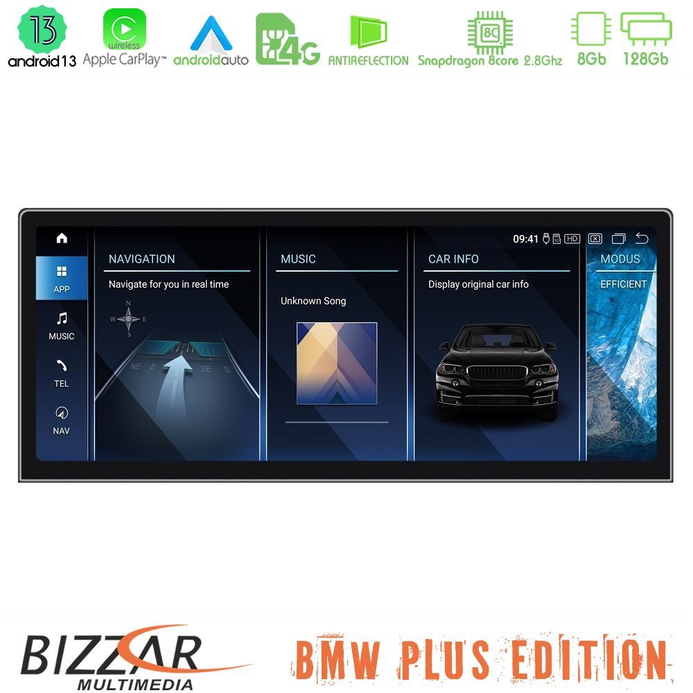 Bizzar Plus Edition BMW i3 2018-> Android13 8Core (8+128GB) Navigation Multimedia 12.3" Slim HD Anti-reflection