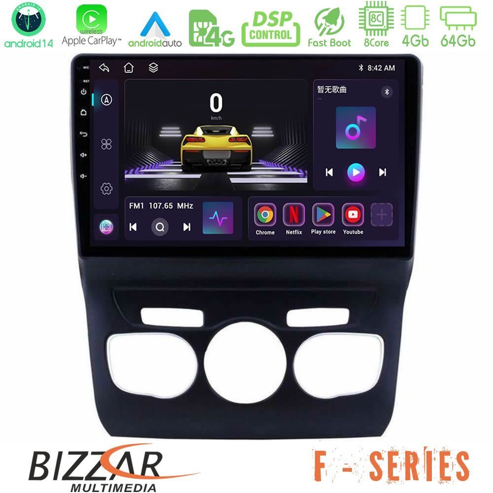 Bizzar F Series 8Core Android14 4+64GB Citroen C4L Navigation Multimedia Tablet 10" Με Carplay & Android Auto