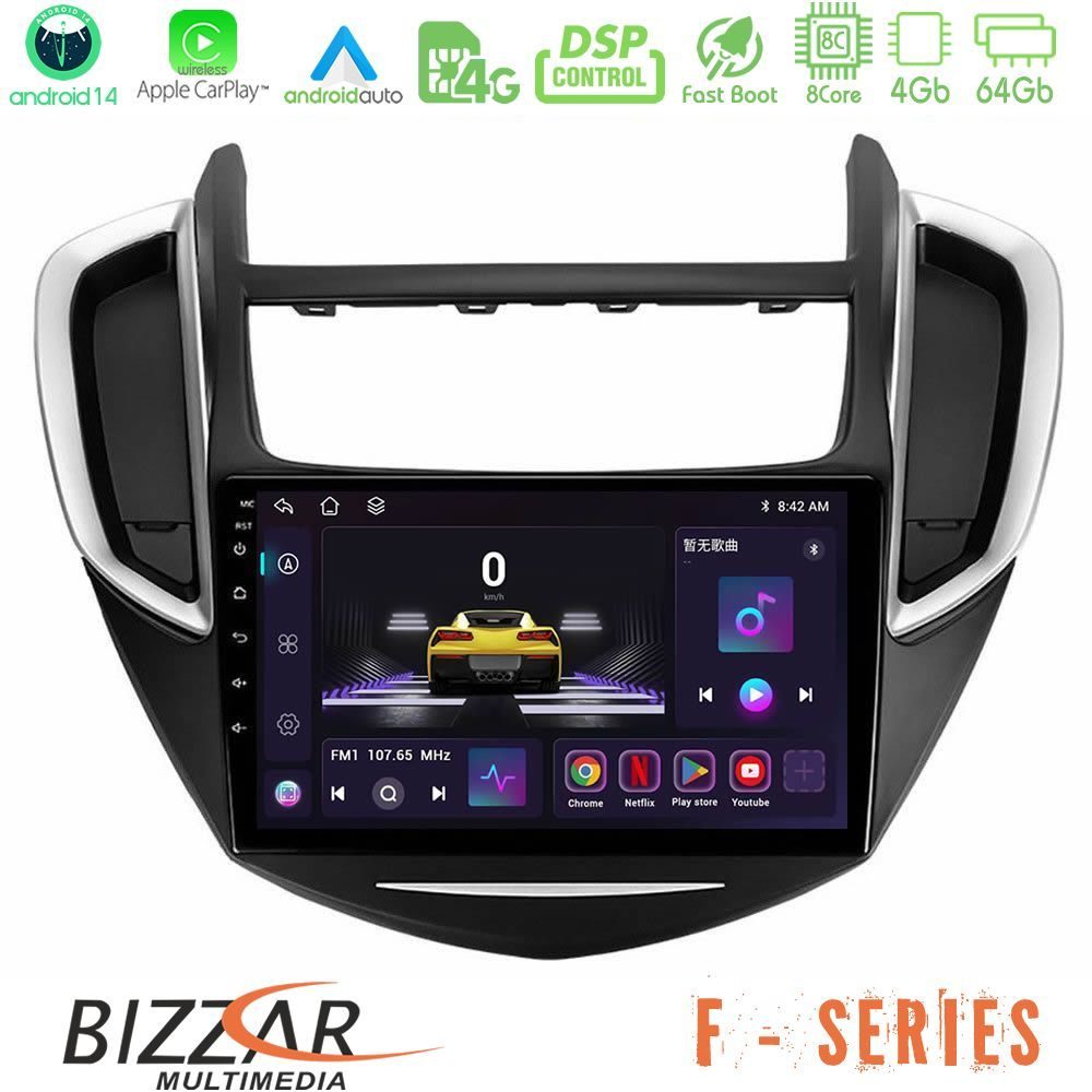 Bizzar F Series 8Core Android14 4+64GB Chevrolet Trax 2013-2020 Navigation Multimedia Tablet 9" Με Carplay & Android Auto