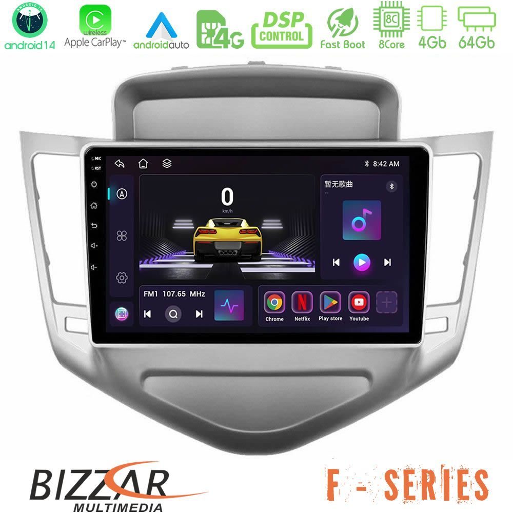 Bizzar F Series 8Core Android14 4+64GB Chevrolet Cruze 2009-2012 Navigation Multimedia Tablet 9" Με Carplay & Android Auto