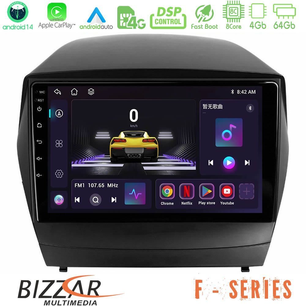 Bizzar F Series 8Core Android14 4+64GB Hyundai IX35 Auto A/C Navigation Multimedia Tablet 9" Με Carplay & Android Auto