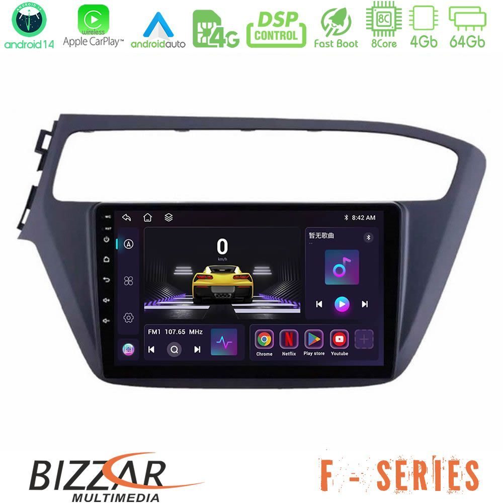 Bizzar F Series 8Core Android14 4+64GB Hyundai i20 2018-2020 Navigation Multimedia Tablet 9" Με Carplay & Android Auto