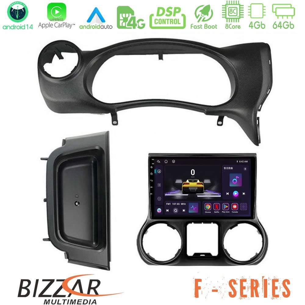 Bizzar F Series 8Core Android14 4+64GB Jeep Wrangler 2014-2017 Navigation Multimedia Tablet 10" Με Carplay & Android Auto