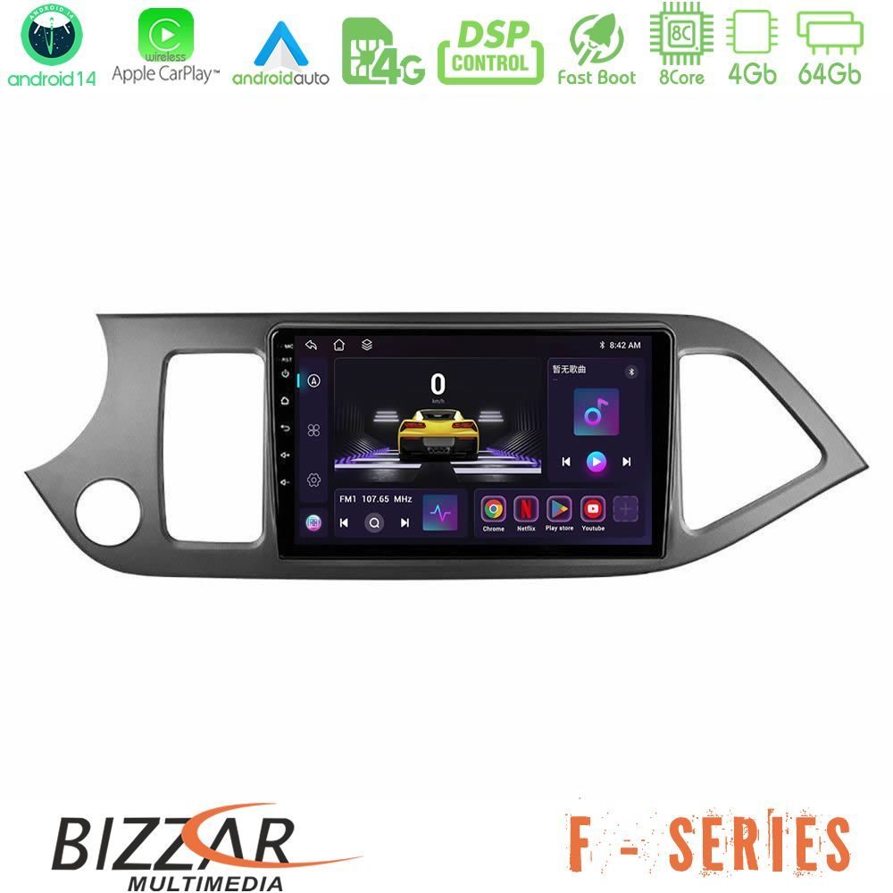 Bizzar F Series 8Core Android14 4+64GB Kia Picanto Navigation Multimedia Tablet 9" Με Carplay & Android Auto