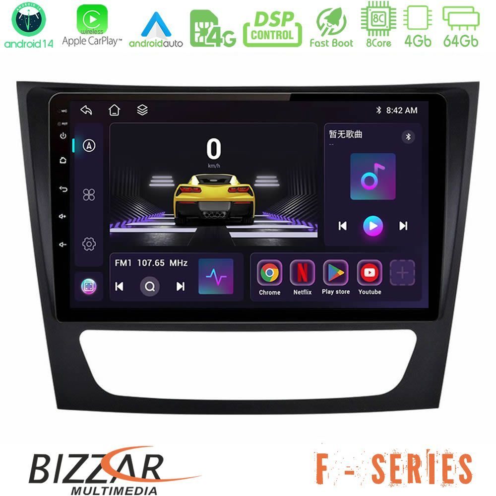 Bizzar F Series 8Core Android14 4+64GB Mercedes E Class / CLS Class Navigation Multimedia Tablet 9" Με Carplay & Android Auto