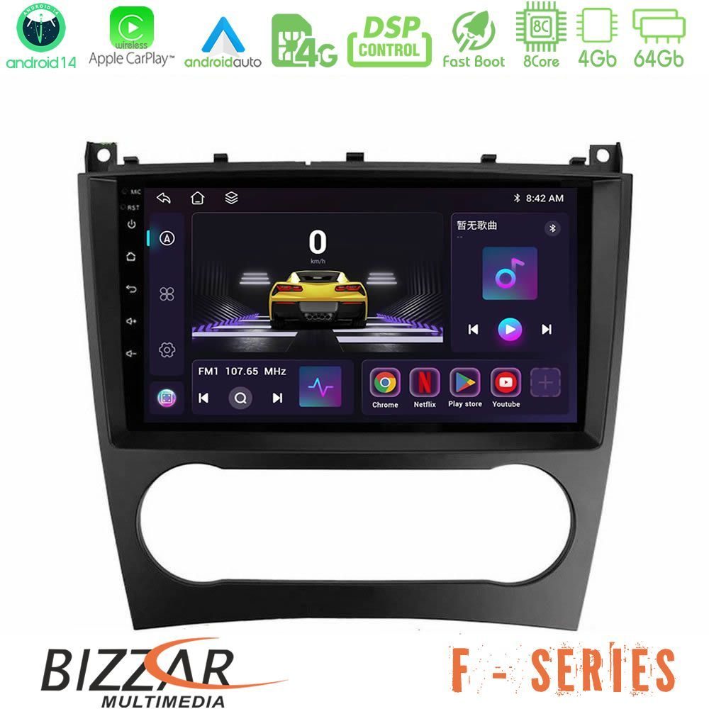 Bizzar F Series 8Core Android14 4+64GB Mercedes W203 Facelift Navigation Multimedia Tablet 9" Με Carplay & Android Auto