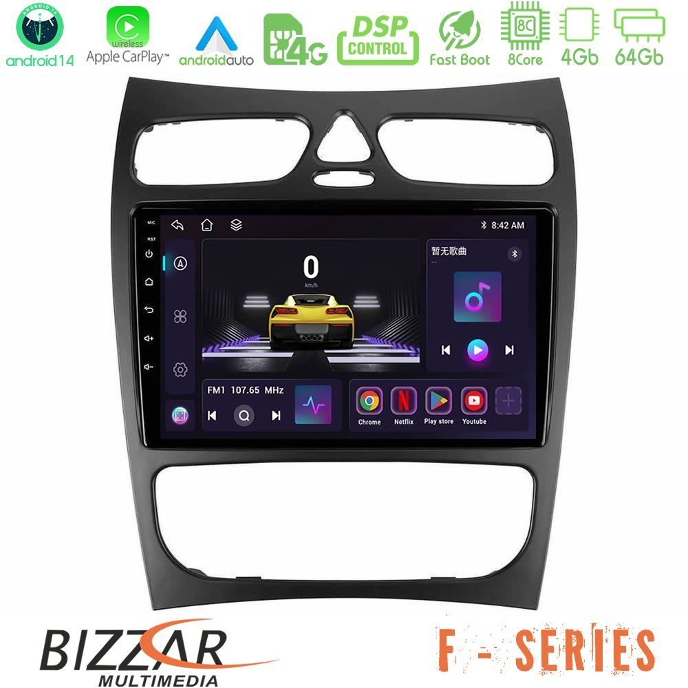 Bizzar F Series 8Core Android14 4+64GB Mercedes CLK Class W209 2000-2004 Navigation Multimedia Tablet 9" Με Carplay & Android Auto