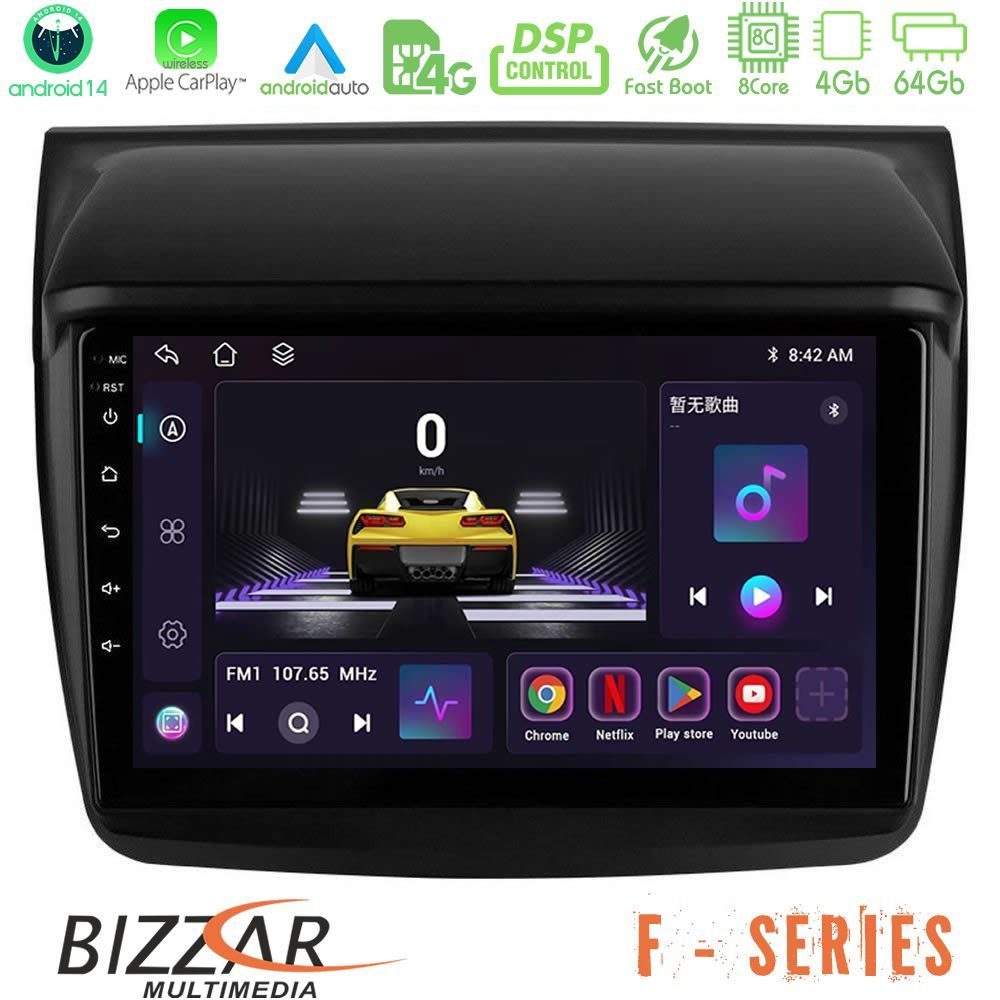 Bizzar F Series 8Core Android14 4+64GB Mitsubishi L200 Navigation Multimedia Tablet 9" Με Carplay & Android Auto