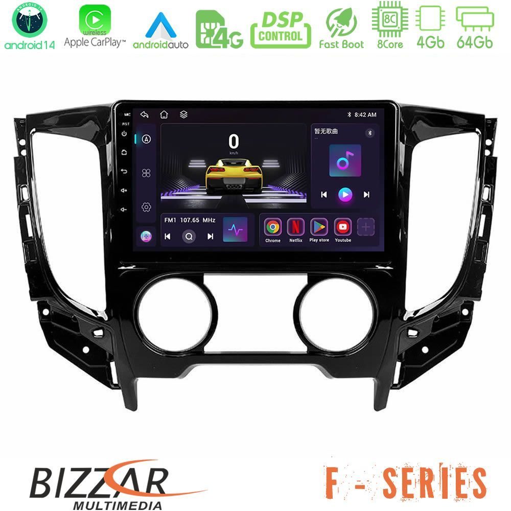 Bizzar F Series 8Core Android14 4+64GB Mitsubishi L200 2016-> & Fiat Fullback (Manual A/C) Navigation Multimedia Tablet 9" Με Carplay & Android Auto