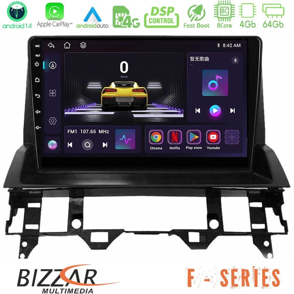Bizzar F Series 8Core Android14 4+64GB Mazda6 2002-2006 Navigation Multimedia Tablet 10" Με Carplay & Android Auto
