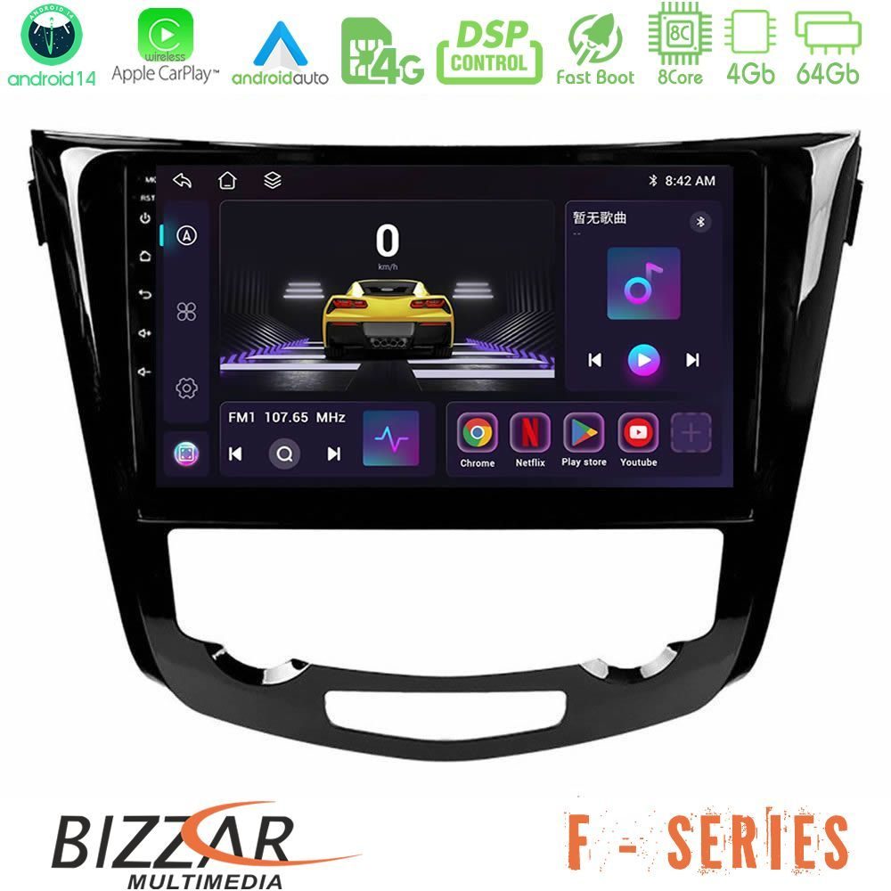 Bizzar F Series 8Core Android14 4+64GB Nissan Qashqai J11 (AUTO A/C) Navigation Multimedia Tablet 10" Με Carplay & Android Auto