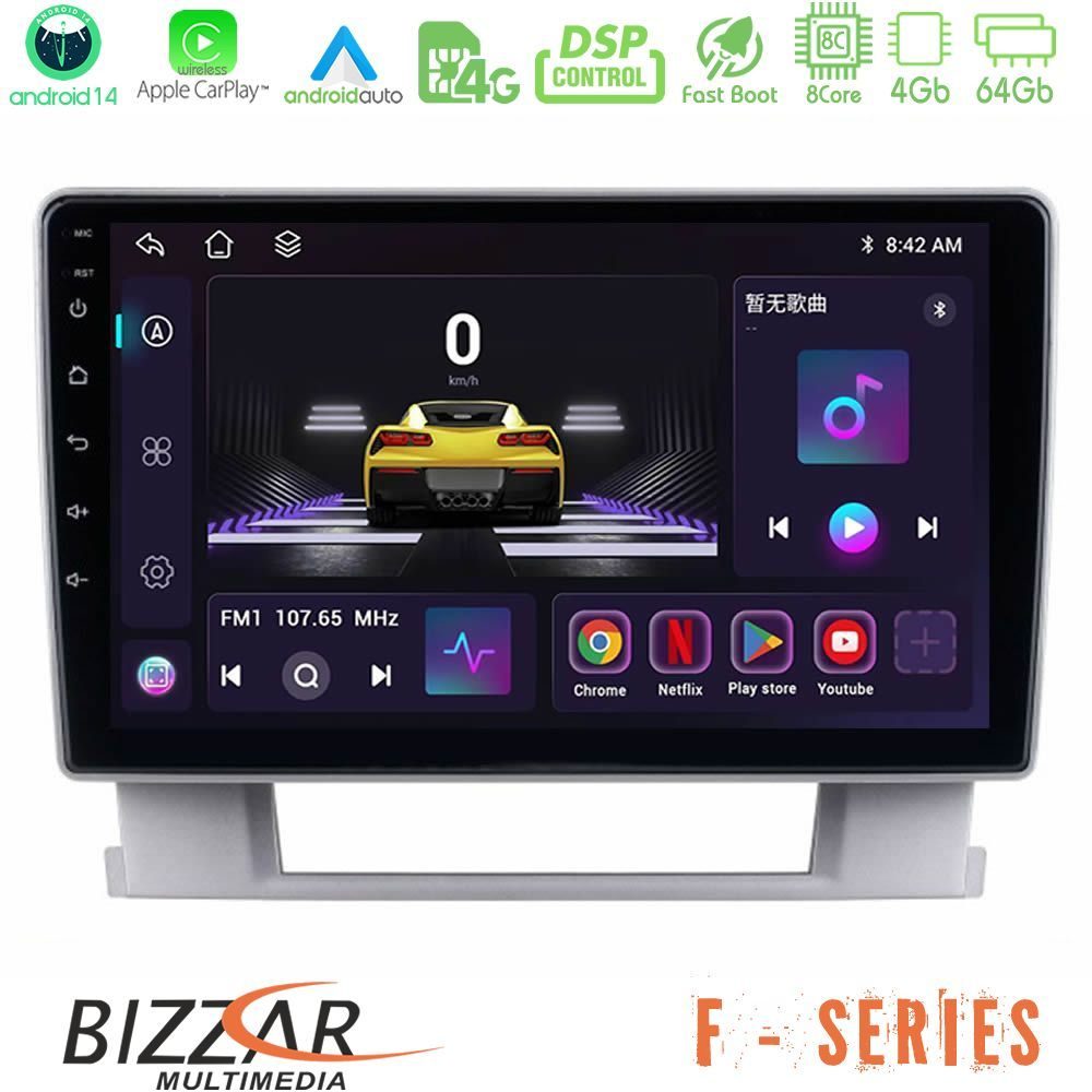 Bizzar F Series 8Core Android14 4+64GB Opel Astra J 2010-2014 Navigation Multimedia Tablet 9" Με Carplay & Android Auto