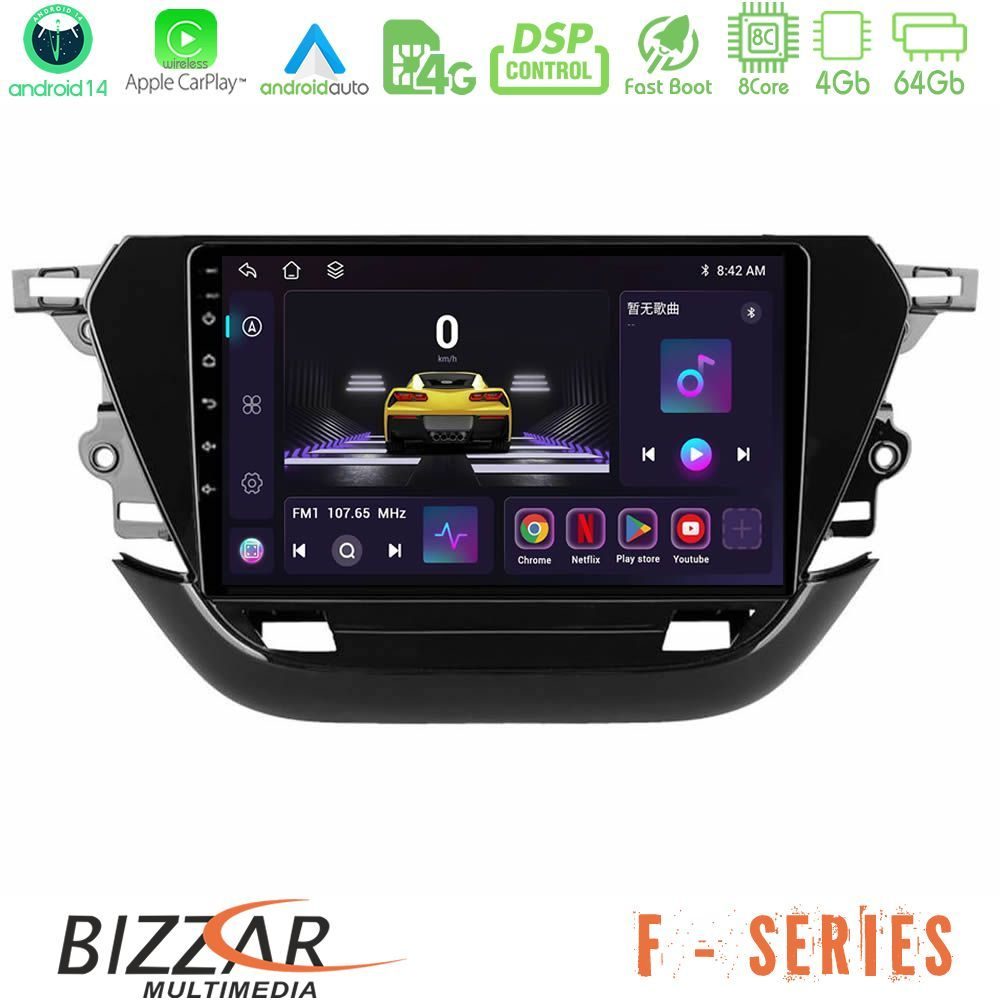 Bizzar F Series 8Core Android14 4+64GB Opel Corsa F 2019-2023 Navigation Multimedia Tablet 9" Με Carplay & Android Auto