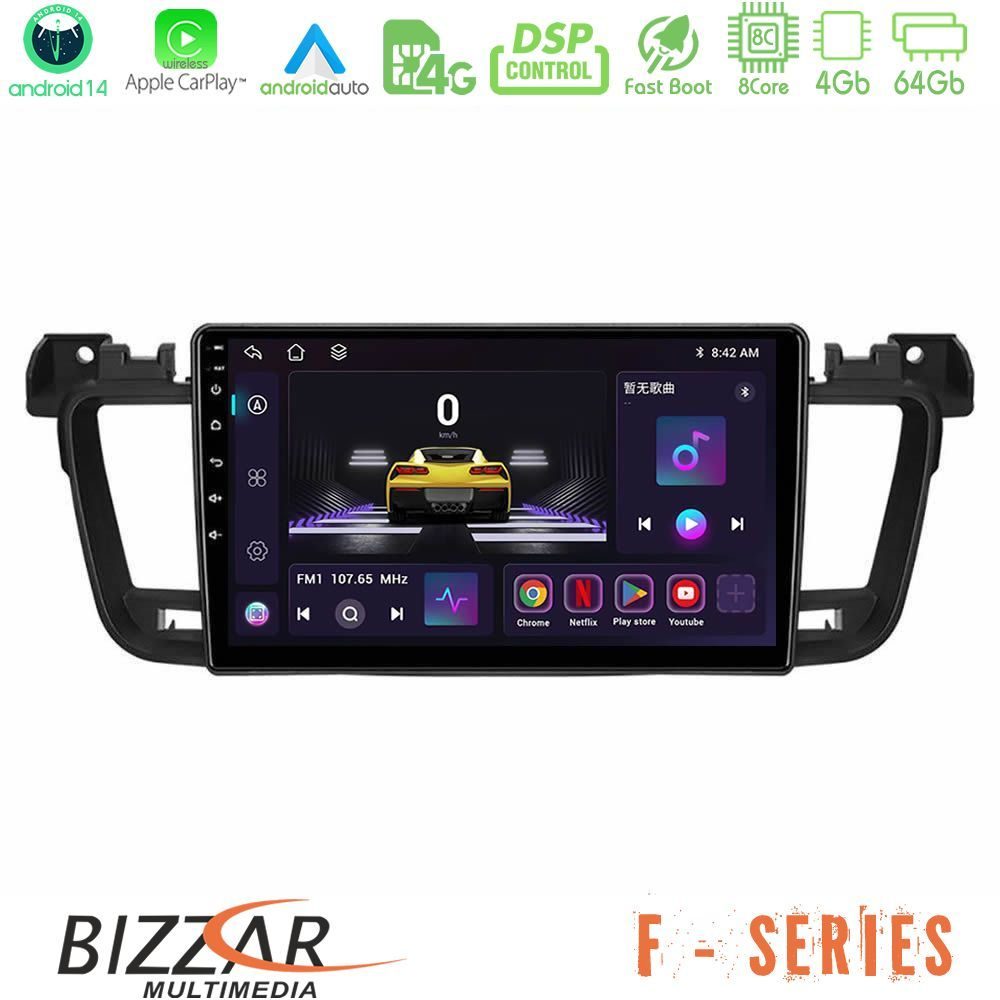 Bizzar F Series 8Core Android14 4+64GB Peugeot 508 2010-2018 Navigation Multimedia Tablet 9" Με Carplay & Android Auto