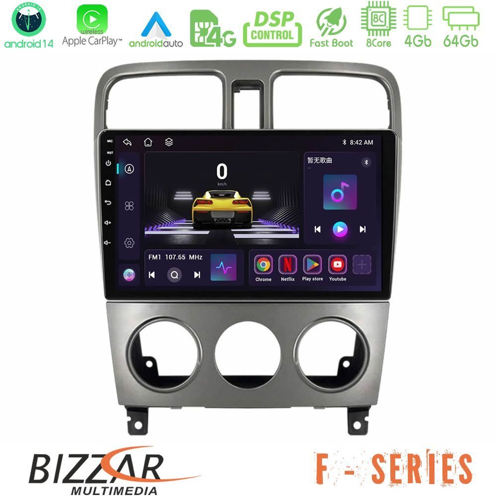 Bizzar F Series 8Core Android14 4+64GB  Subaru Forester 2003-2007 Navigation Multimedia Tablet 9" Με Carplay & Android Auto