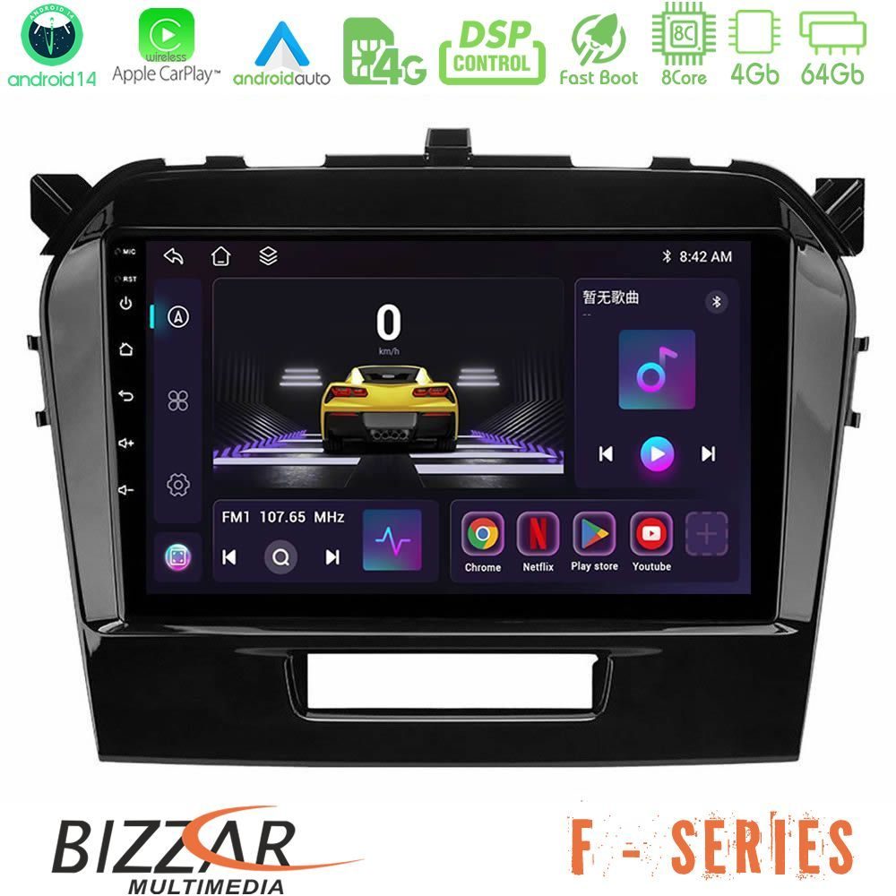 Bizzar F Series 8Core Android14 4+64GB Suzuki Vitara 2015-2024 Navigation Multimedia Tablet 9" Με Carplay & Android Auto