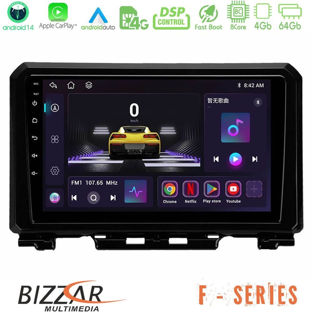 Bizzar F Series 8Core Android14 4+64GB Suzuki Jimny 2018-2022 Navigation Multimedia Tablet 9" Με Carplay & Android Auto