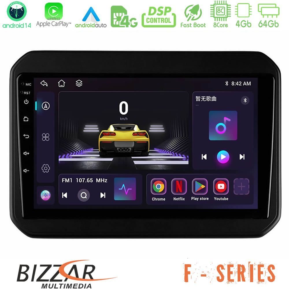 Bizzar F Series 8Core Android14 4+64GB Suzuki Ignis Navigation Multimedia Tablet 9" Με Carplay & Android Auto