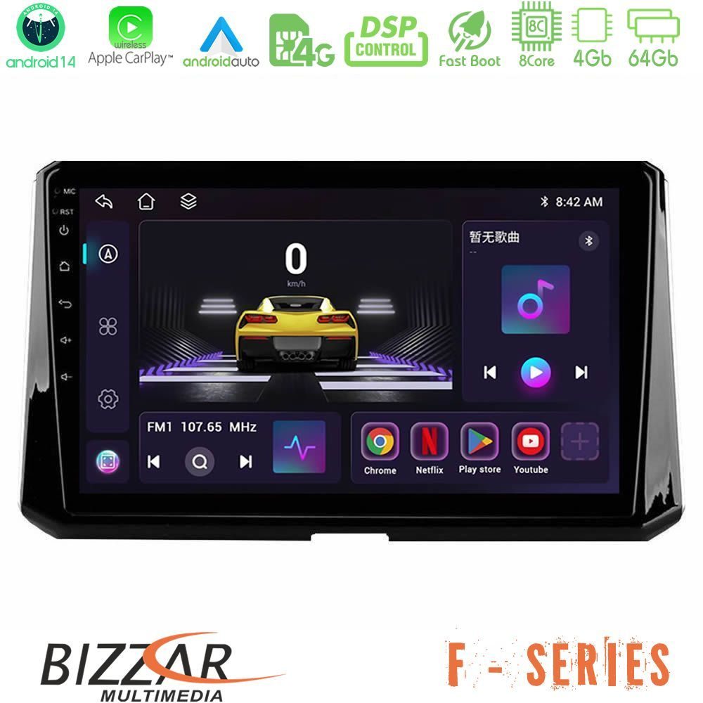 Bizzar F Series 8Core Android14 4+64GB  Toyota Corolla 2019-2022 Navigation Multimedia Tablet 10" Με Carplay & Android Auto