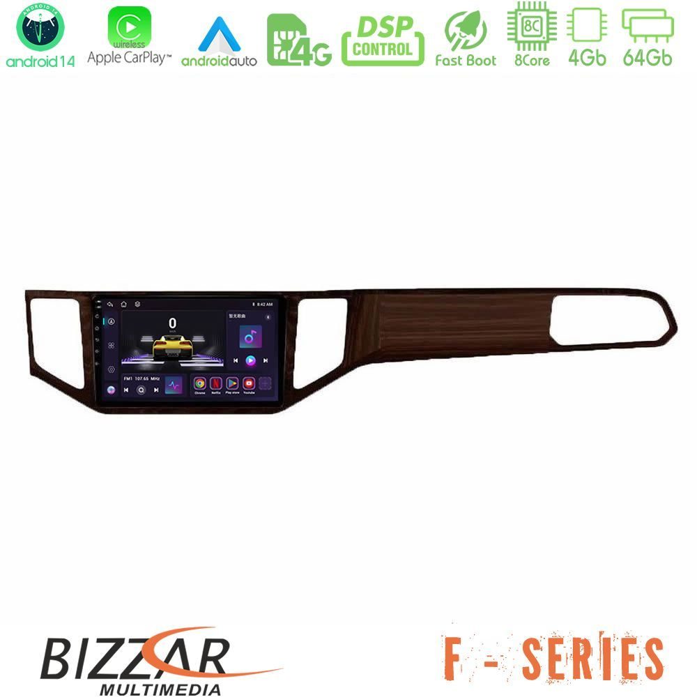 Bizzar F Series 8Core Android14 4+64GB  VW Sportsvan 2014-2020 Navigation Multimedia Tablet 9" (Ξύλινη απόχρωση) Με Carplay & Android Auto