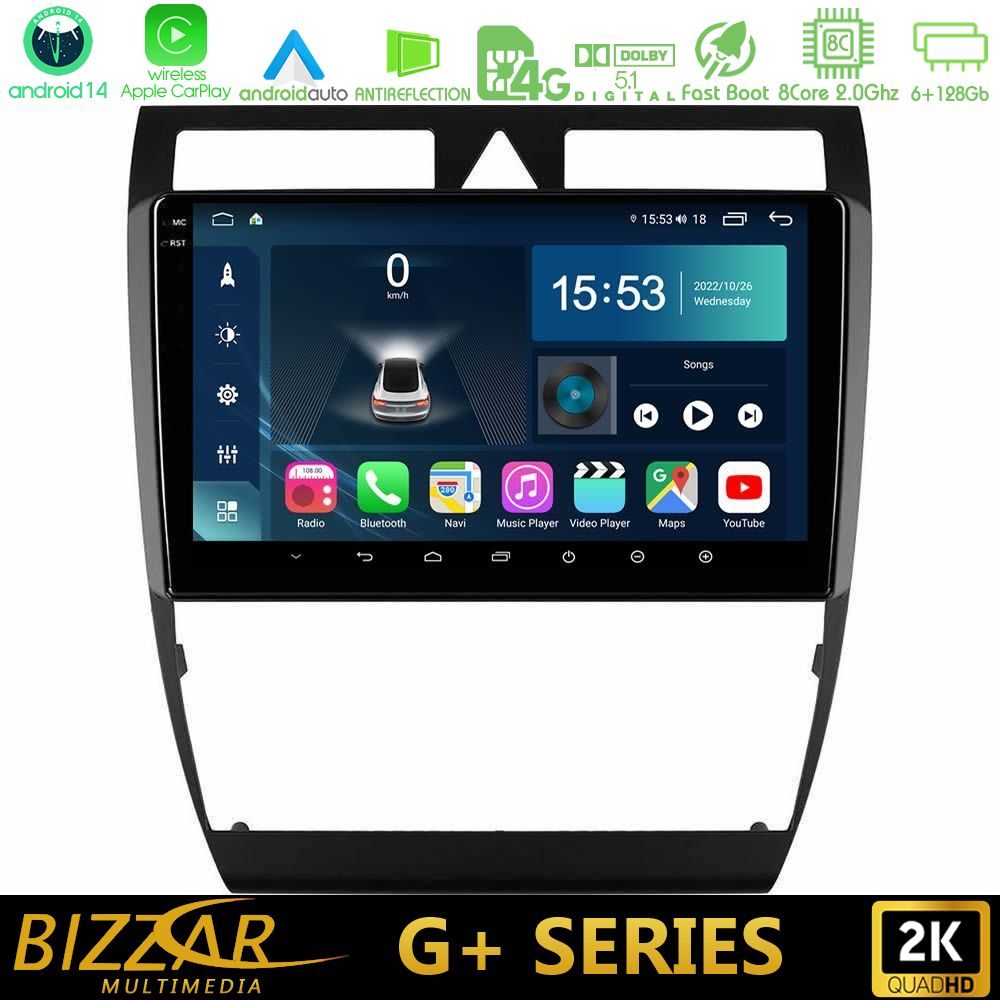 Bizzar G+ Series Audi A6 (C5) 1997-2004 8core Android14 6+128GB Navigation Multimedia Tablet 9"