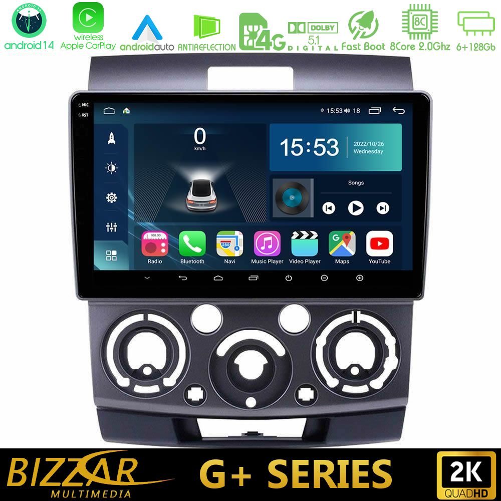 Bizzar G+ Series Ford Ranger/Mazda BT50 8core Android14 6+128GB Navigation Multimedia Tablet 9"
