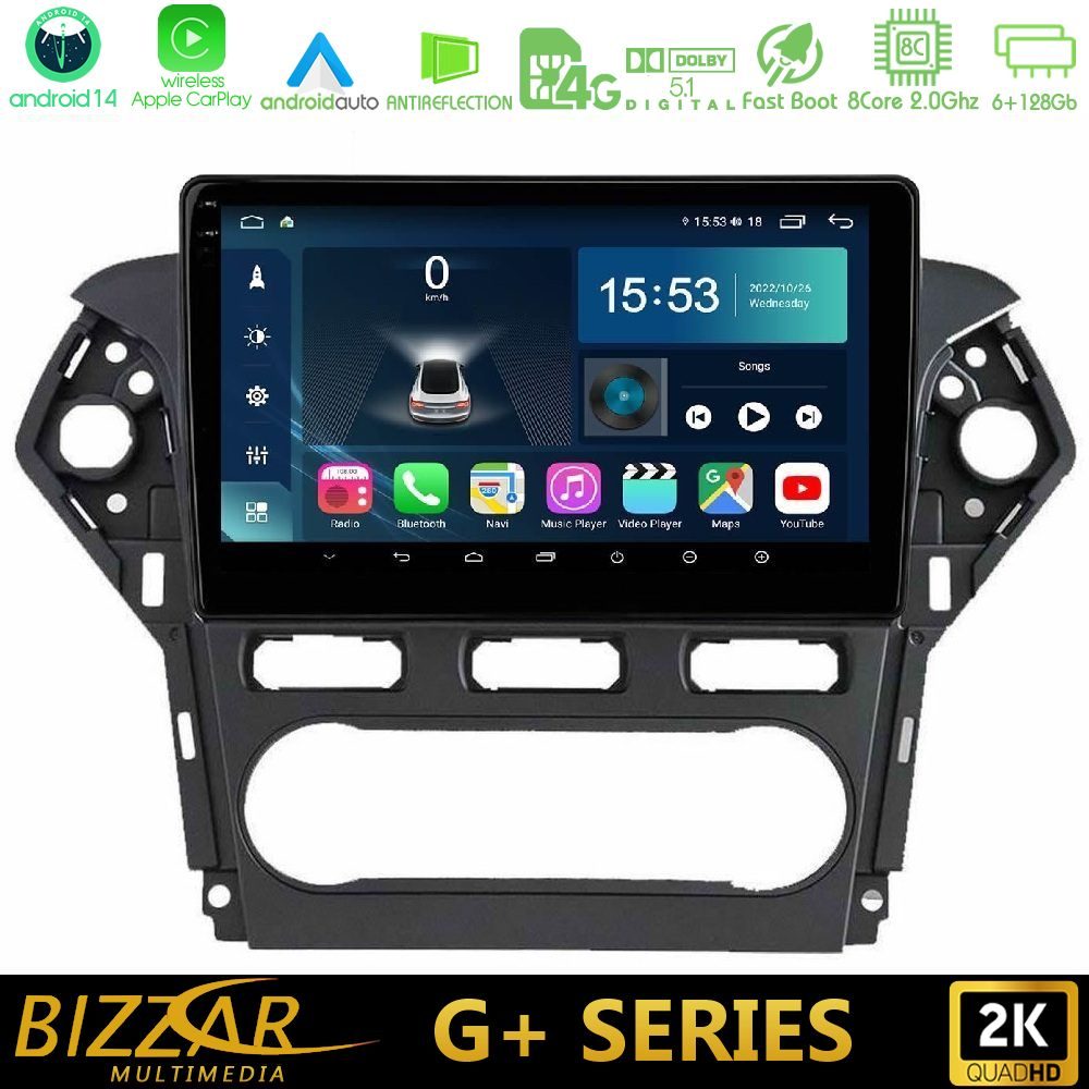 Bizzar G+ Series Ford Mondeo 2011-2014 8core Android14 6+128GB Navigation Multimedia Tablet 9"