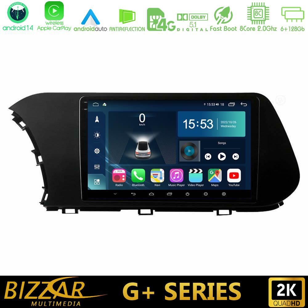 Bizzar G+ Series Hyundai i20 2021-2024 8core Android14 6+128GB Navigation Multimedia Tablet 10"