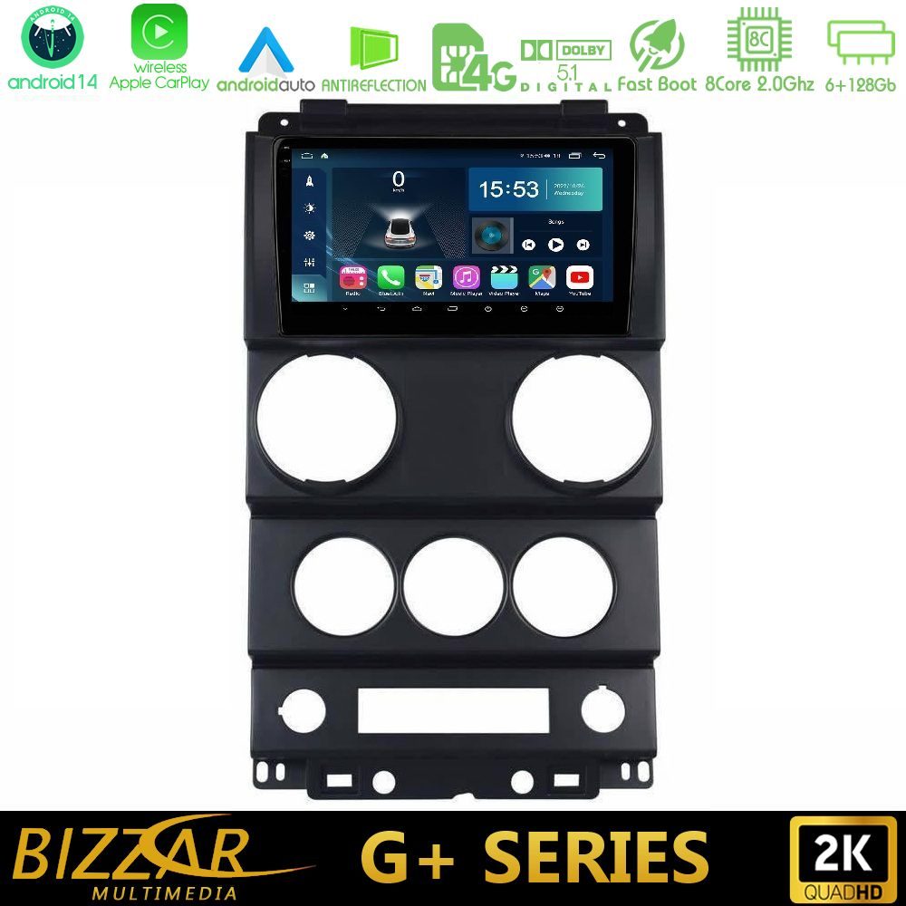 Bizzar G+ Series Jeep Wrangler 2008-2010 8core Android14 6+128GB Navigation Multimedia Tablet 9"