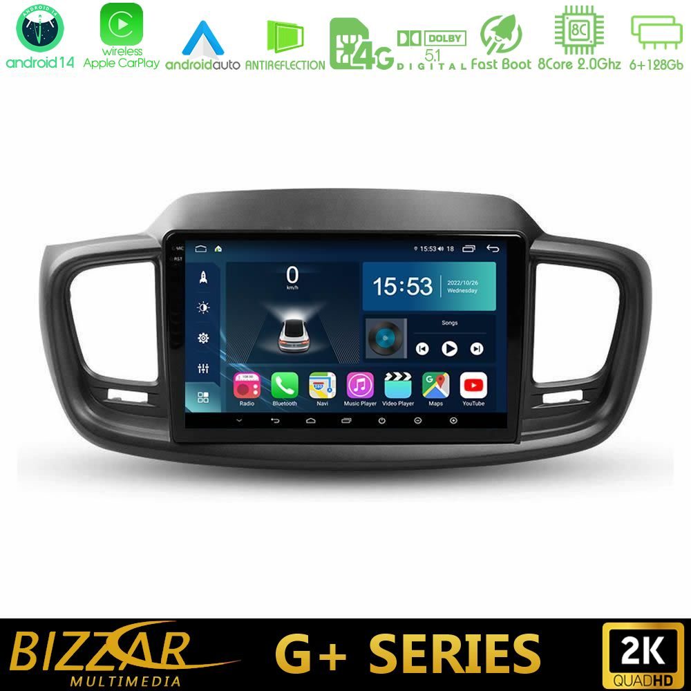 Bizzar G+ Series Kia Sorento 2018-2021 8Core Android14 6+128GB Navigation Multimedia Tablet 9"