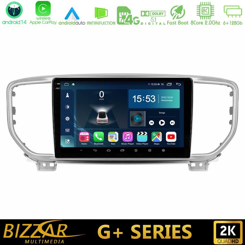 Bizzar G+ Series Kia Sportage 2018-2021 8Core Android14 6+128GB Navigation Multimedia Tablet 9"