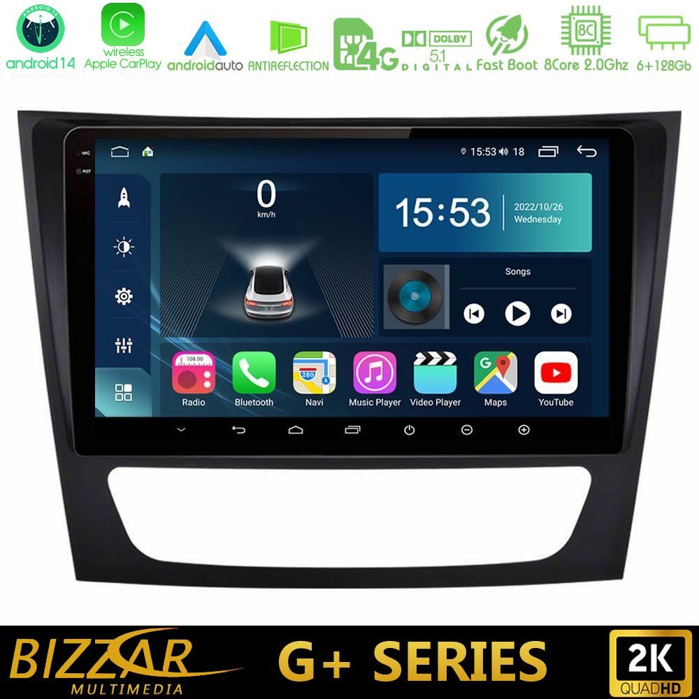Bizzar G+ Series Mercedes E Class / CLS Class 8core Android14 6+128GB Navigation Multimedia 9"