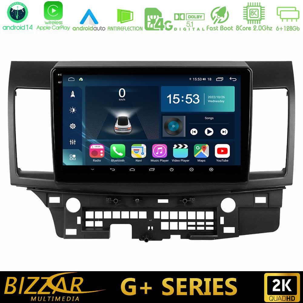 Bizzar G+ Series Mitsubishi Lancer 2008 – 2015 8core Android14 6+128GB Navigation Multimedia Tablet 10"