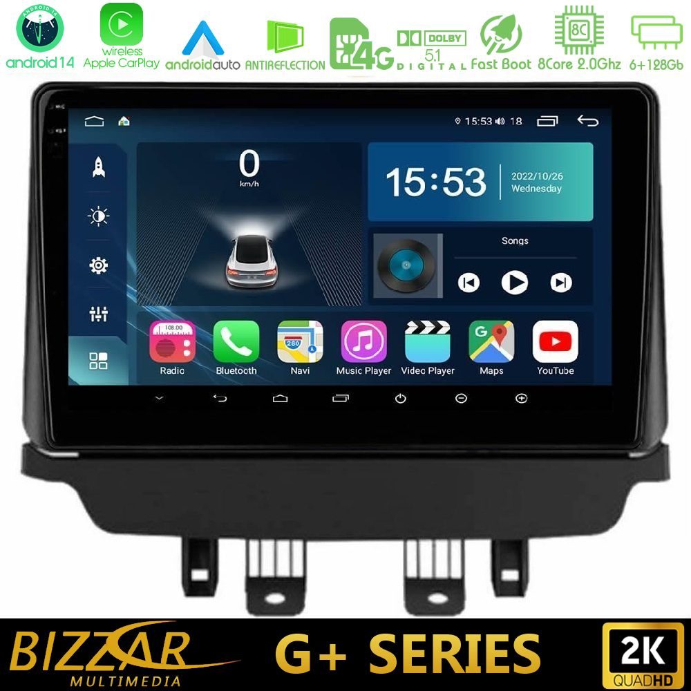 Bizzar G+ Series Mazda 2 2014-2021 8core Android14 6+128GB Navigation Multimedia Tablet 9"