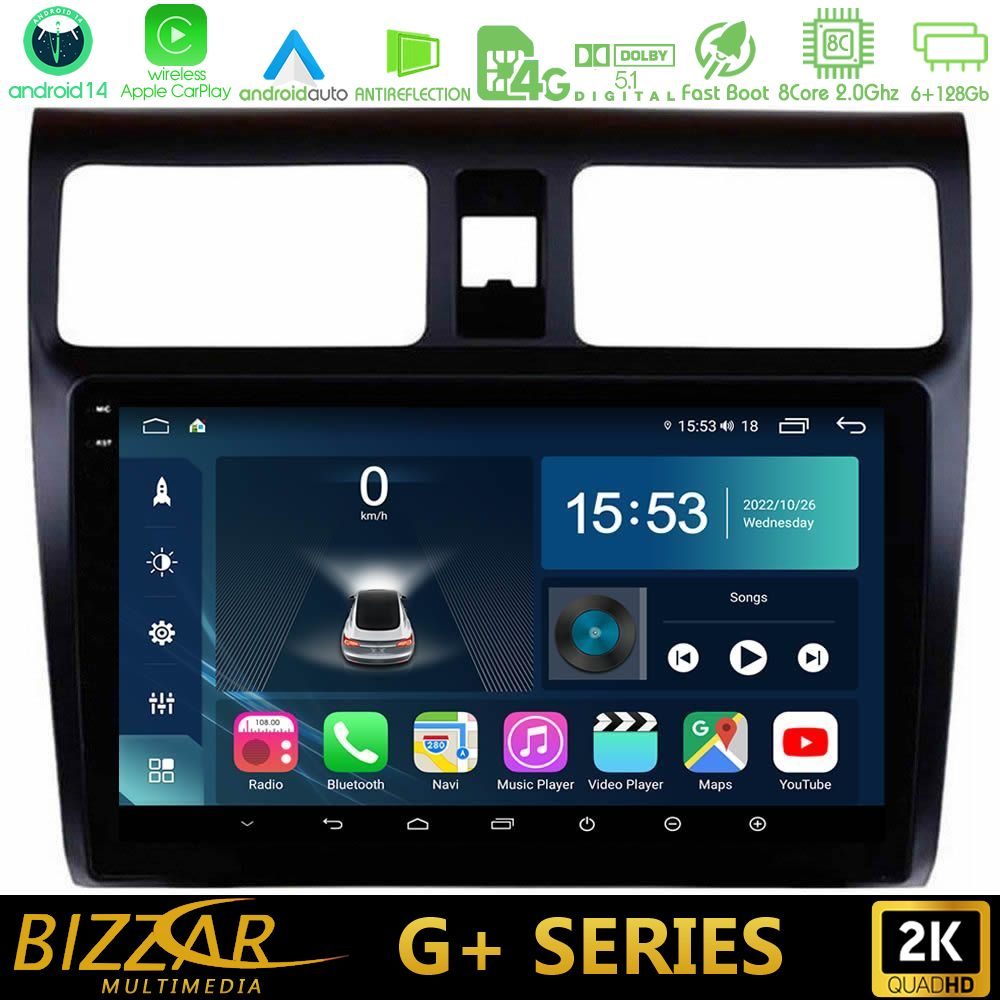 Bizzar G+ Series Suzuki Swift 2005-2010 8core Android14 6+128GB Navigation Multimedia Tablet 10"