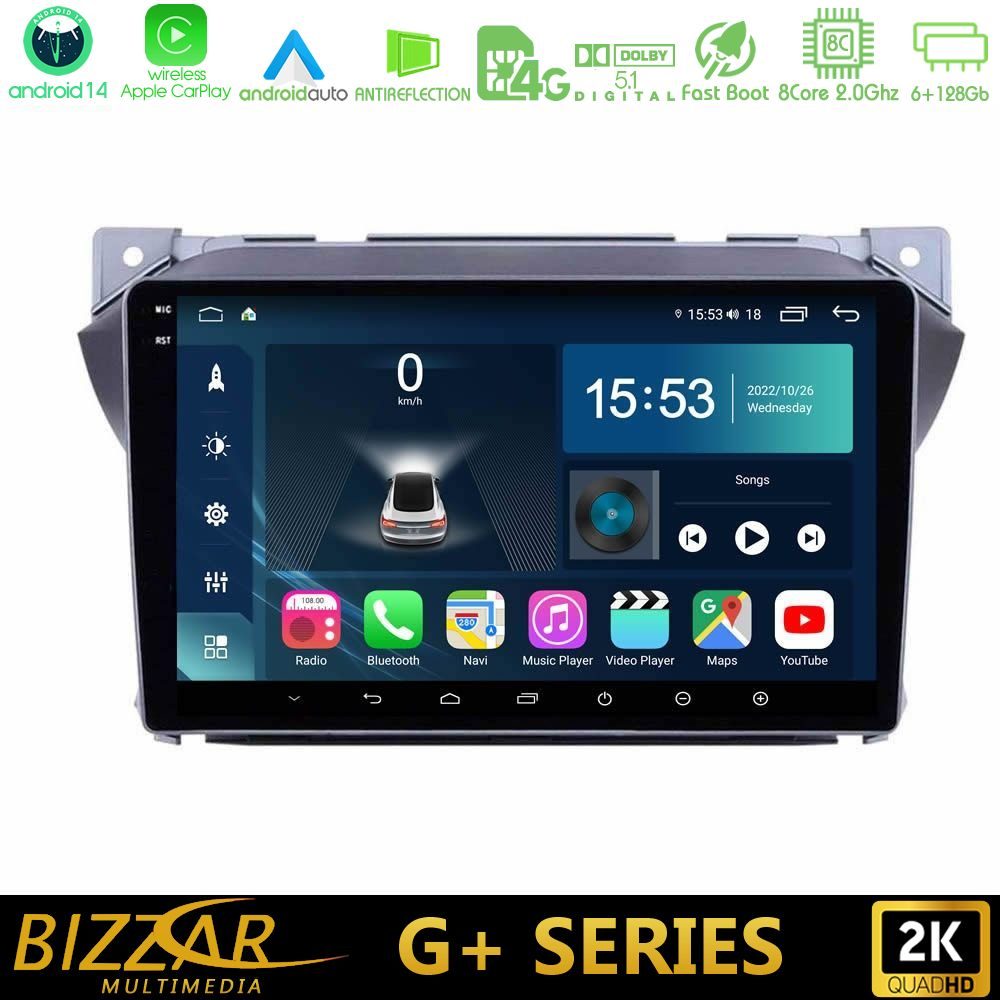 Bizzar G+ Series Suzuki Alto & Nissan Pixo 8core Android14 6+128GB Navigation Multimedia Tablet 9"