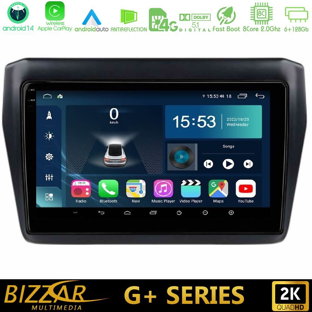 Bizzar G+ Series Suzuki Swift 2017-2023 8core Android14 6+128GB Navigation Multimedia Tablet 9"