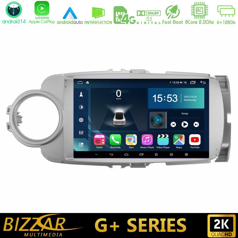 Bizzar G+ Series Toyota Yaris 8core Android14 6+128GB Navigation Multimedia Tablet 9"