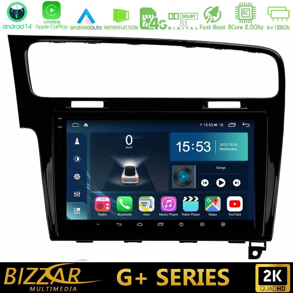 Bizzar G+ Series VW GOLF 7 8core Android14 6+128GB Navigation Multimedia Tablet 10"