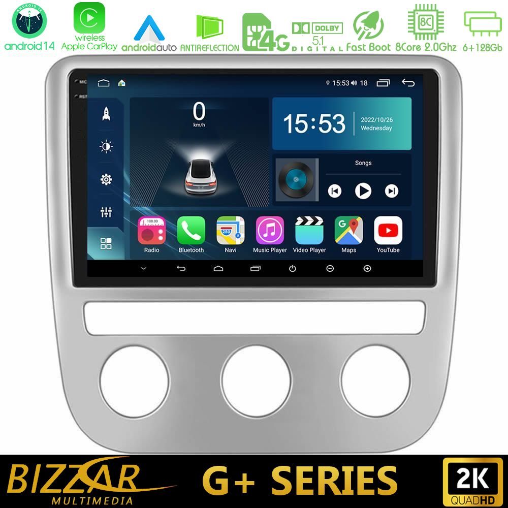 Bizzar G+ Series VW Scirocco / Eos 8Core Android14 6+128GB Navigation Multimedia Tablet 9"